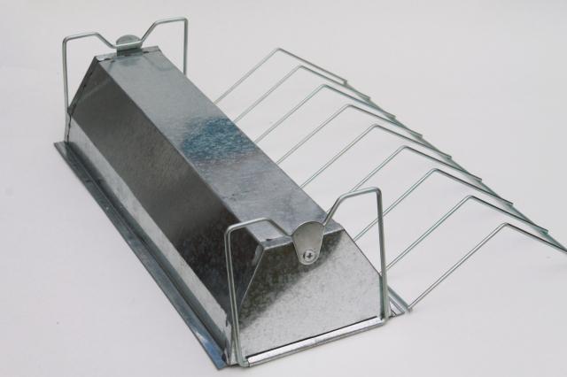 photo of new farm store stock chick chicken feeder, galvanized zinc metal grain mash trough pan #7