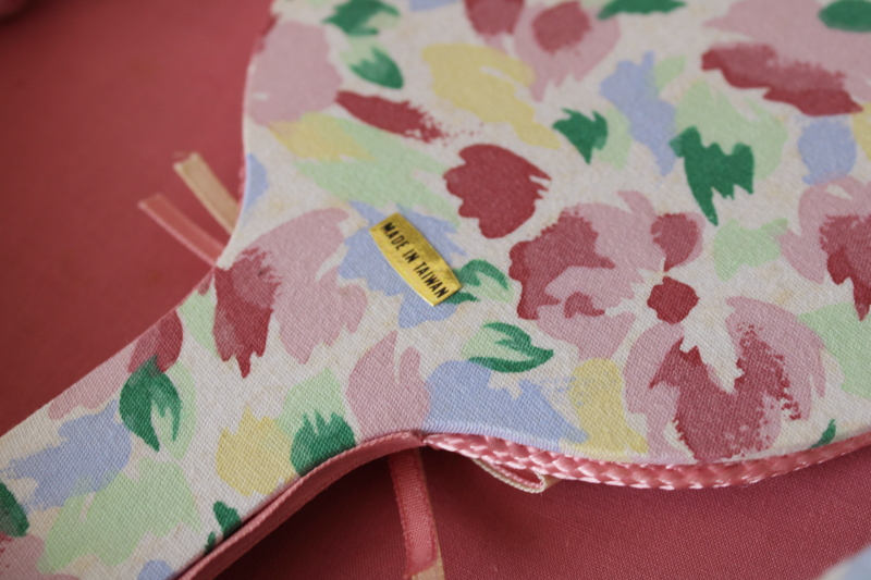 photo of new in box 80s vintage cottagecore girly vanity set, floral print cotton heart frame, trinket box etc  #5