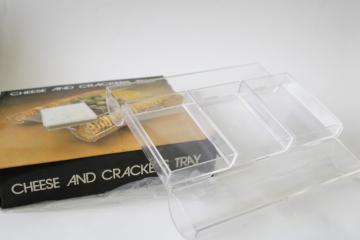 new in box 80s vintage serveware, mod cheese & crackers tray clear acrylic plastic 