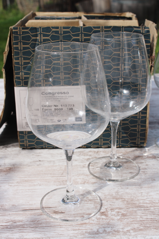 photo of new in box Schott Zwiesel Congresso pattern stemware, burgundy red wine glasses, huge goblets  #4
