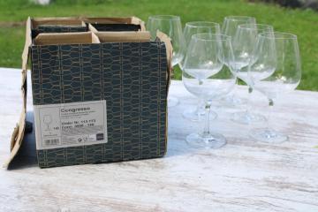catalog photo of new in box Schott Zwiesel Congresso pattern stemware, burgundy red wine glasses, huge goblets 