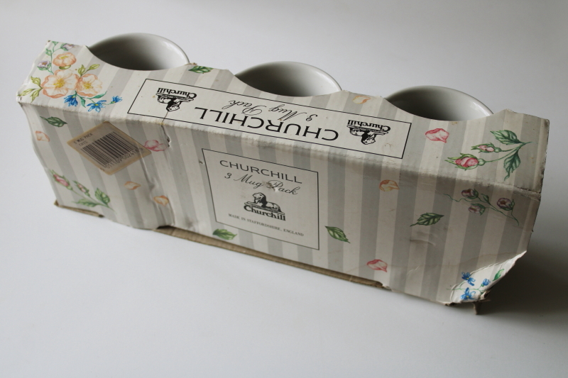 photo of new in box vintage Churchill English china tea mugs w/ cat silhouettes, cats in the garden  #6