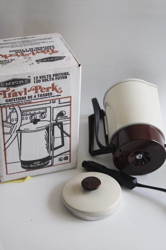 photo of new in box vintage Empire Travl Perk coffee pot percolator, 12 volt or 120 volt plug #8