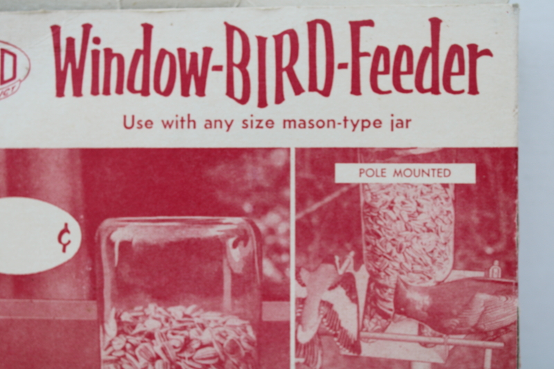 photo of new in box vintage all metal birdfeeder, window or pole mount bird feeder to hold glass mason jar  #3