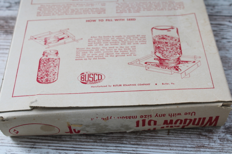 photo of new in box vintage all metal birdfeeder, window or pole mount bird feeder to hold glass mason jar  #5