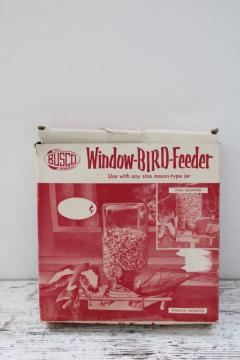 new in box vintage all metal birdfeeder, window or pole mount bird feeder to hold glass mason jar 