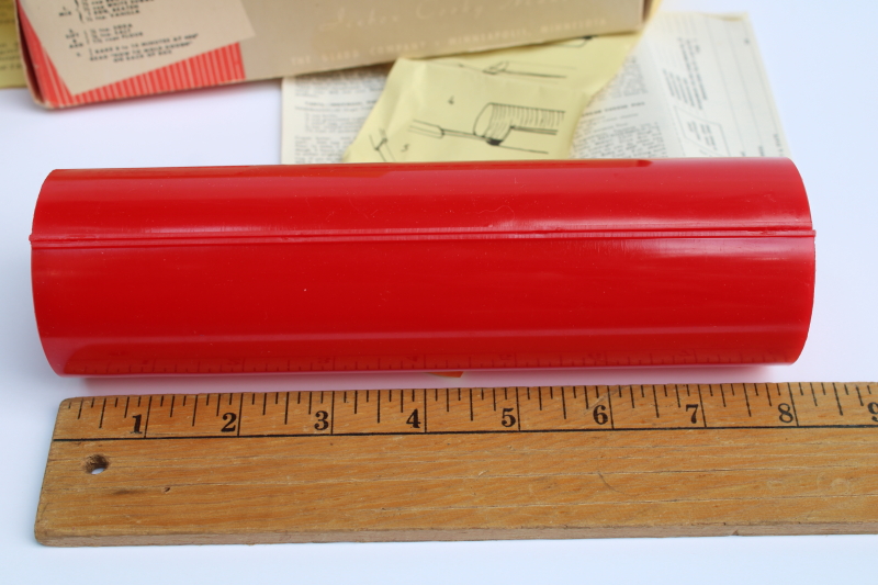 photo of new in box vintage cherry red plastic Refrigerator icebox cookie mold for slice and bake cookies w/ recipes #2