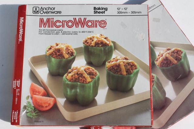 photo of new in box vintage microwave cookware, Anchor Ovenware MicroWare plastic baking sheets #8