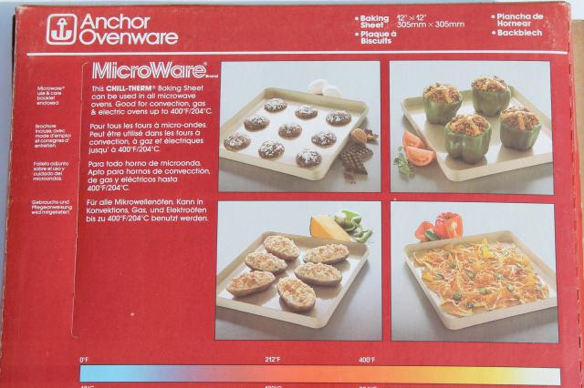 photo of new in box vintage microwave cookware, Anchor Ovenware MicroWare plastic baking sheets #9