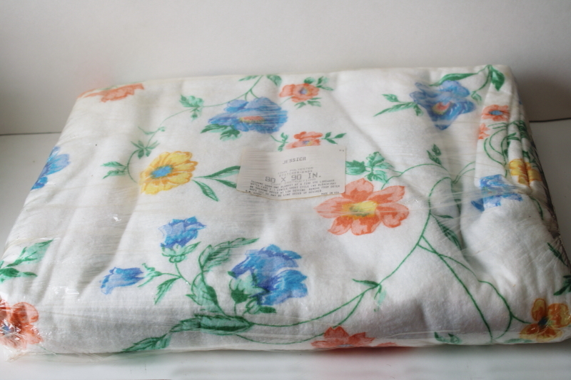 photo of new in package 1980s vintage blanket Jessica floral print, full or twin size poly blanket  #1