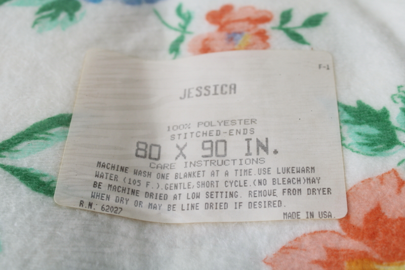photo of new in package 1980s vintage blanket Jessica floral print, full or twin size poly blanket  #2