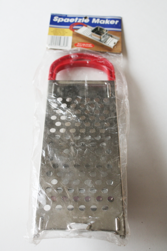 photo of new in package German spaetzle maker w/ recipes, 1990s vintage stainless kitchen tool  #1