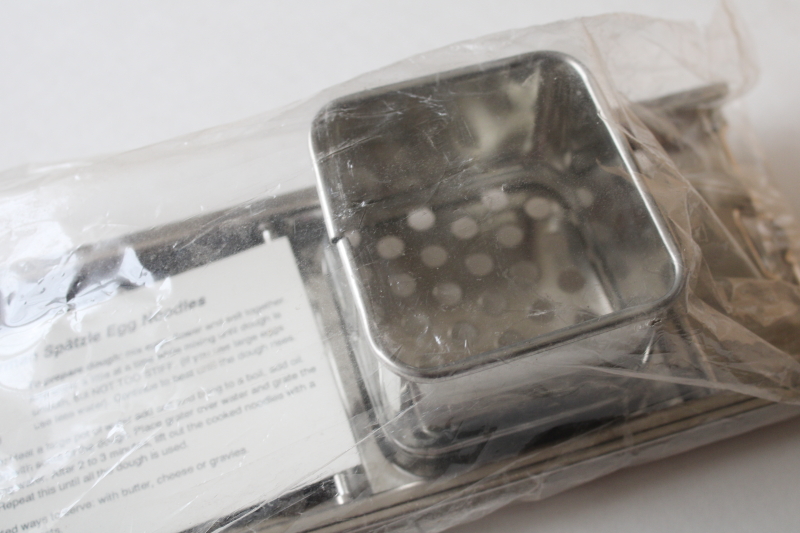 photo of new in package German spaetzle maker w/ recipes, 1990s vintage stainless kitchen tool  #4