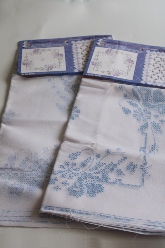 photo of new in package stamped to embroider quilt blocks to make vintage hankies style quilt  #1