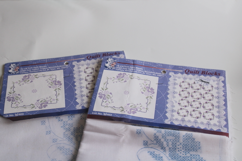 photo of new in package stamped to embroider quilt blocks to make vintage hankies style quilt  #2