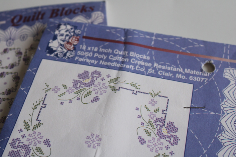 photo of new in package stamped to embroider quilt blocks to make vintage hankies style quilt  #3