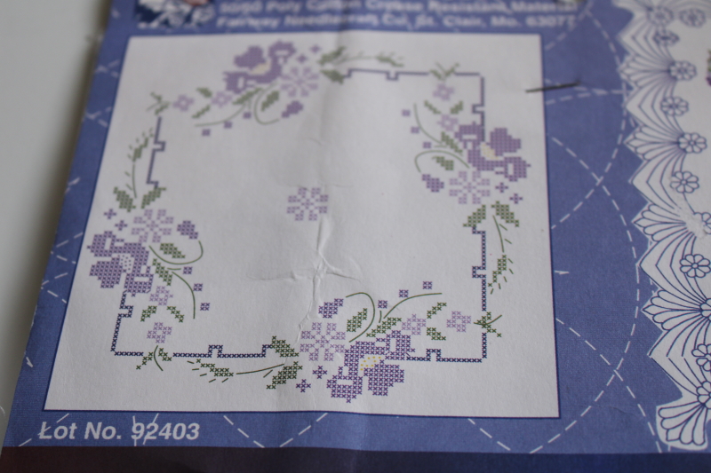 photo of new in package stamped to embroider quilt blocks to make vintage hankies style quilt  #4