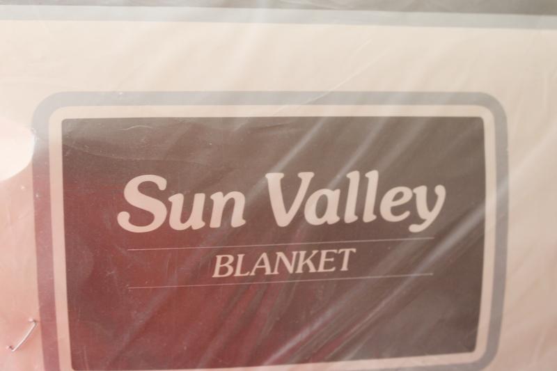 photo of new in package vintage Fieldcrest acrylic blanket, full bed size latte tan buff solid color #6