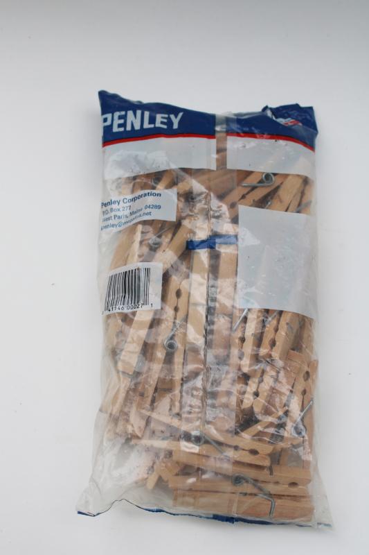 photo of new in package vintage USA made Penley hardwood clothespins spring clip clothes pins #3