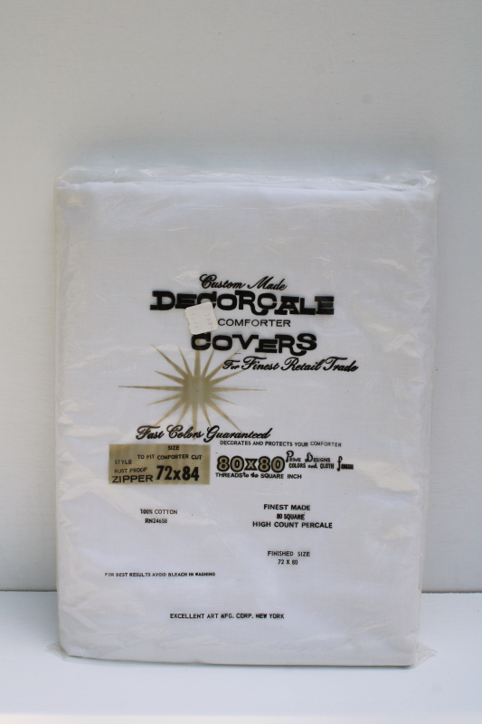 photo of new in package vintage all white smooth soft crisp pure cotton percale comforter cover w/ zipper #1