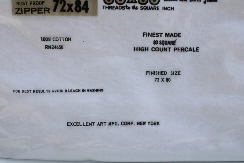 photo of new in package vintage all white smooth soft crisp pure cotton percale comforter cover w/ zipper  #3