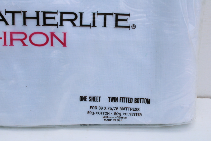 photo of new in package vintage cotton poly blend bed sheets, plain white, twin fitted & flat sheets  #2