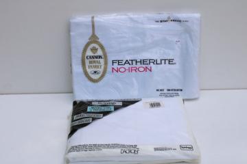 new in package vintage cotton poly blend bed sheets, plain white, twin fitted & flat sheets 