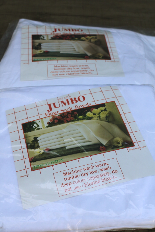 photo of new in packages lot flour sack towels, all cotton kitchen dish towels feedsack fabric #5