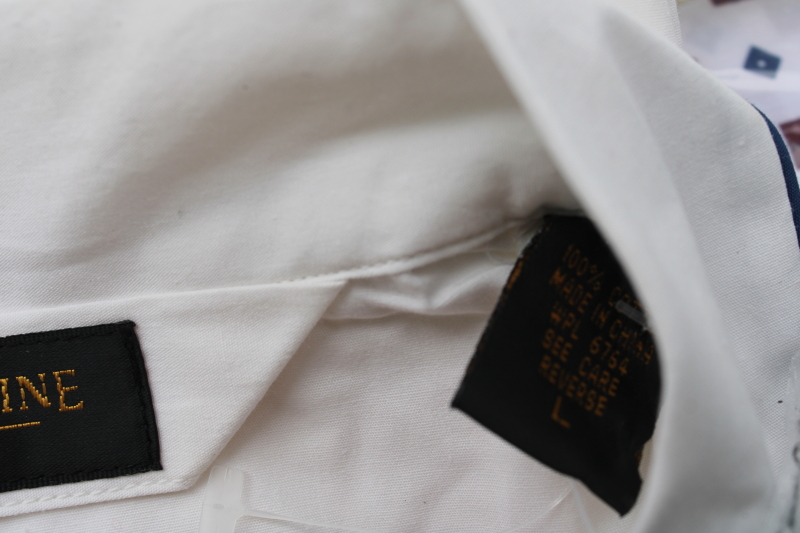 photo of new in pkg State O Maine crisp white cotton pajamas w/ navy blue piping, men's size large  #5