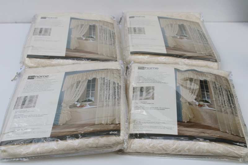 photo of new in pkg lot vintage ivory lace curtains, panels with valance swags cottagecore style  #1