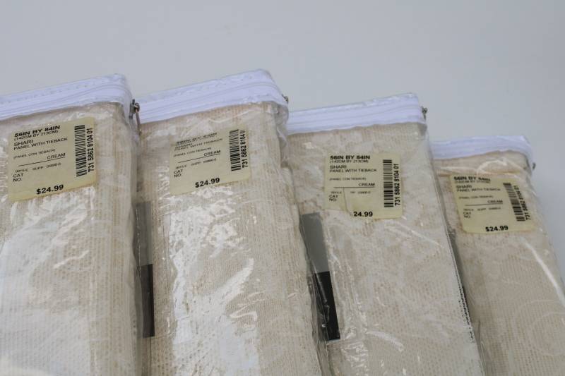 photo of new in pkg lot vintage ivory lace curtains, panels with valance swags cottagecore style  #3