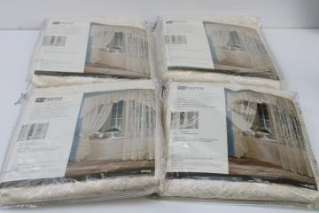 catalog photo of new in pkg lot vintage ivory lace curtains, panels with valance swags cottagecore style 