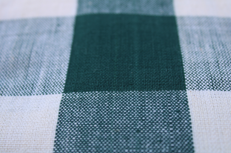 photo of new in pkg vintage cotton tablecloth, French bistro style green white checked tablecloth #2