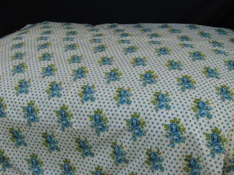 photo of new w/ label vintage comforter cover, blue roses floral print cotton #2