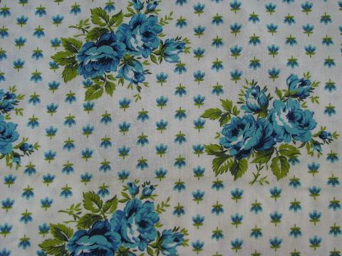 photo of new w/ label vintage comforter cover, blue roses floral print cotton #3