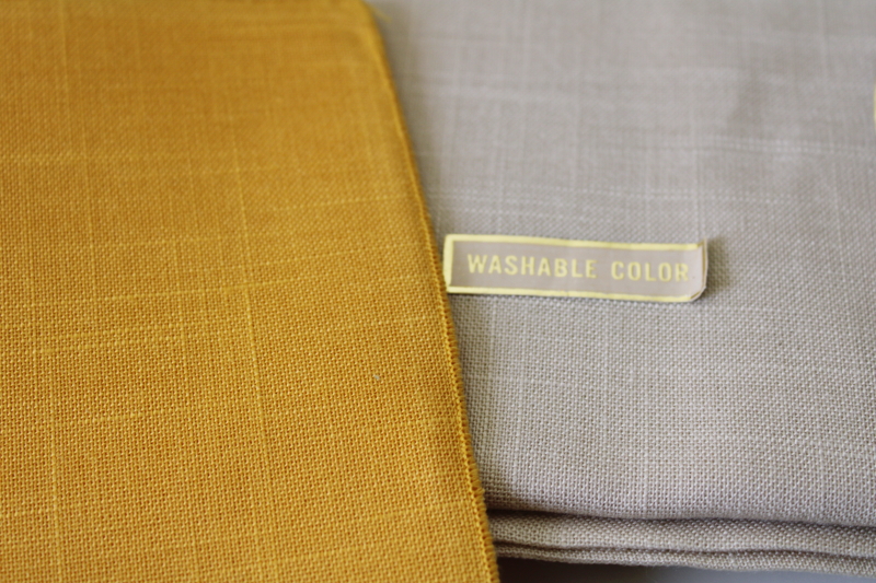 photo of new w/ label vintage linen weave rayon tablecloth & napkins set, natural flax w/ mustard gold #3