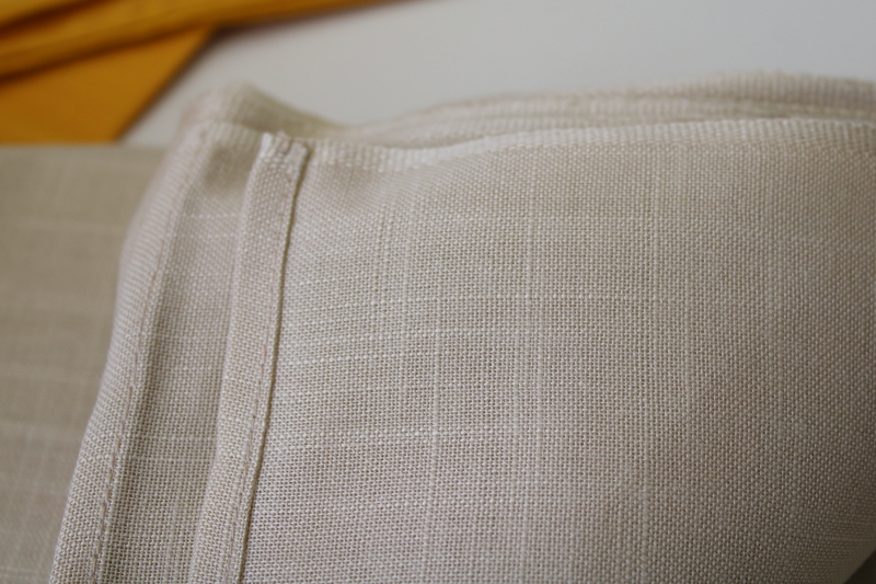 photo of new w/ label vintage linen weave rayon tablecloth & napkins set, natural flax w/ mustard gold #6