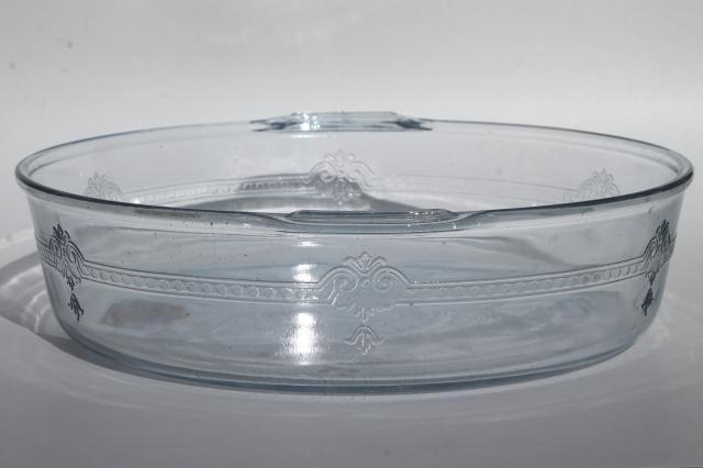 photo of new w/ label vintage roaster Fire King sapphire blue depression glass roasting pan w/ cover #5