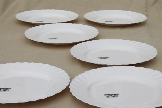 photo of new old stock Arcopal Trianon white or ivory swirl dinner plates set of 6 #2