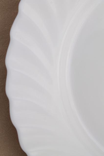 photo of new old stock Arcopal Trianon white or ivory swirl dinner plates set of 6 #4
