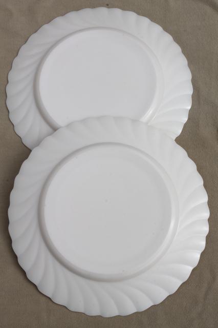 photo of new old stock Arcopal Trianon white or ivory swirl dinner plates set of 6 #8