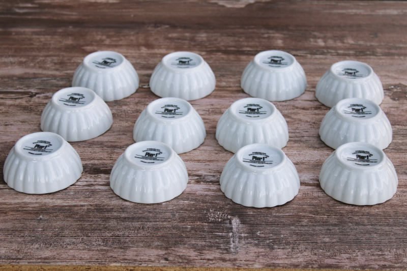 photo of new old stock Pier 1 white porcelain mini sauce dishes, set of 12 tiny fluted bowls #3