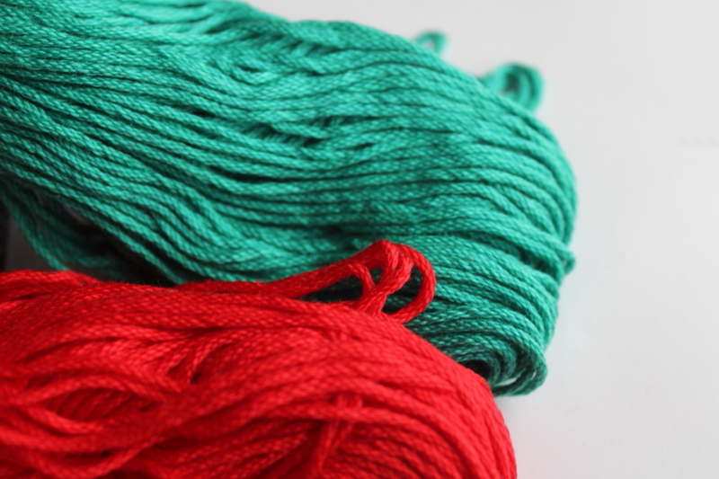 photo of new old stock Tahki yarn lot, mercerized cotton red and green solid colors, 1990s vintage  #4