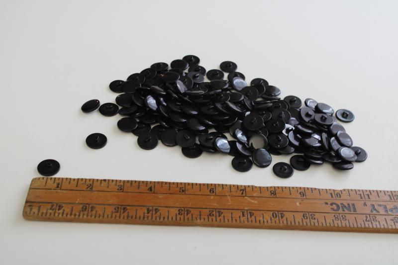 photo of new old stock black plastic shank buttons, â€˜shoe buttonâ€™ eyes for bears, dolls #1