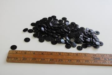 new old stock black plastic shank buttons, â€˜shoe buttonâ€™ eyes for bears, dolls