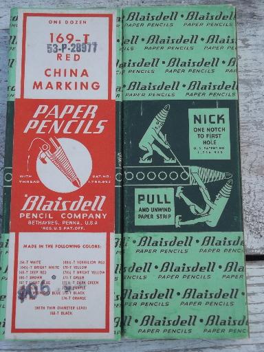 photo of new old stock china markers, boxes of red grease crayon marking pencils #5