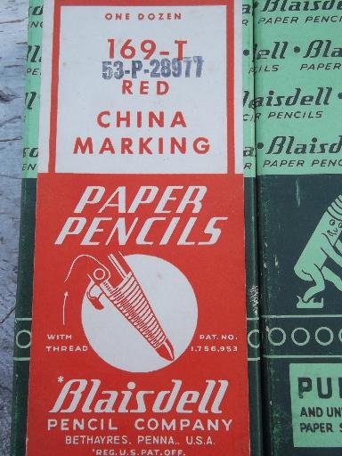 photo of new old stock china markers, boxes of red grease crayon marking pencils #6