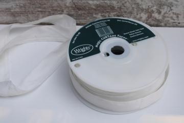 catalog photo of new old stock fabric curtain tape for roman shades, Wrights Magic tube tapes big roll