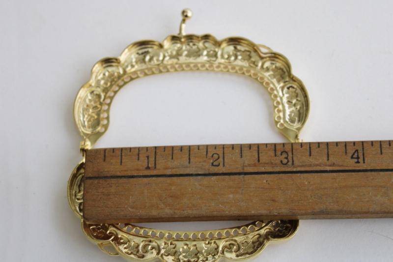 photo of new old stock gold tone metal kiss lock clasp purse frames, DIY craft project supplies #5