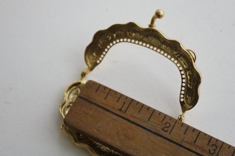 photo of new old stock gold tone metal kiss lock clasp purse frames, DIY craft project supplies #6